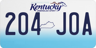 KY license plate 204JOA