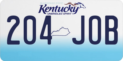 KY license plate 204JOB