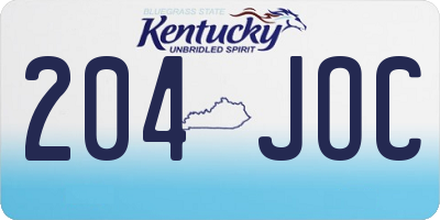 KY license plate 204JOC