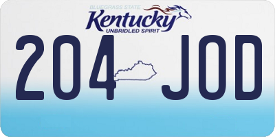 KY license plate 204JOD