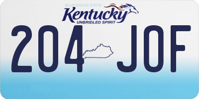 KY license plate 204JOF