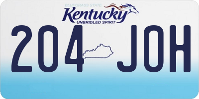 KY license plate 204JOH