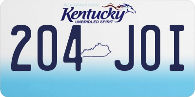 KY license plate 204JOI
