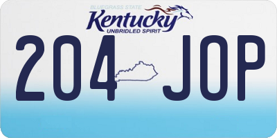 KY license plate 204JOP