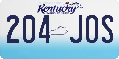 KY license plate 204JOS