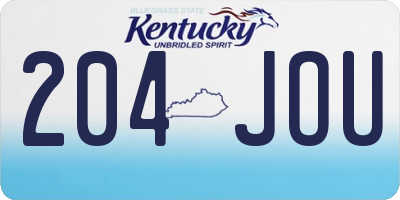 KY license plate 204JOU
