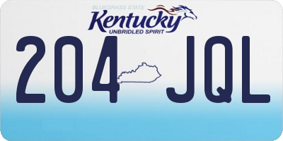 KY license plate 204JQL