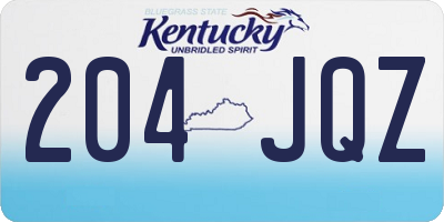 KY license plate 204JQZ