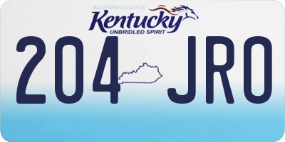 KY license plate 204JRO