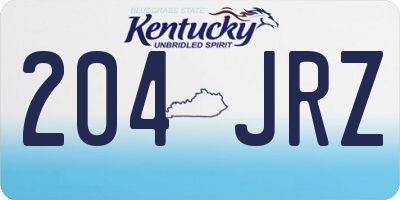 KY license plate 204JRZ