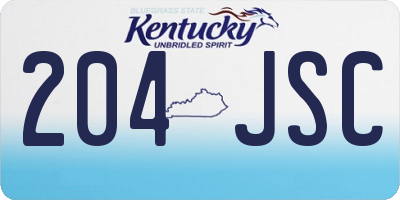 KY license plate 204JSC