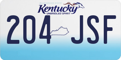 KY license plate 204JSF