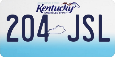 KY license plate 204JSL