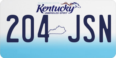 KY license plate 204JSN