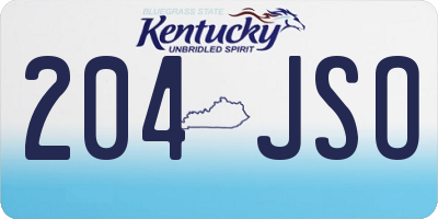KY license plate 204JSO