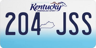 KY license plate 204JSS