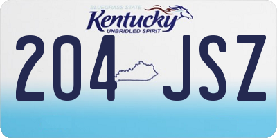 KY license plate 204JSZ