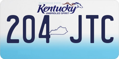 KY license plate 204JTC