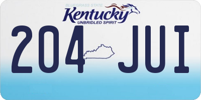 KY license plate 204JUI