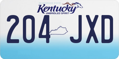 KY license plate 204JXD
