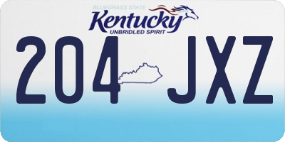 KY license plate 204JXZ