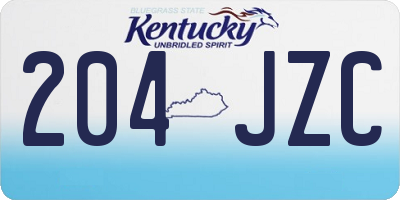 KY license plate 204JZC