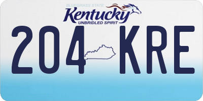 KY license plate 204KRE