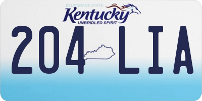 KY license plate 204LIA