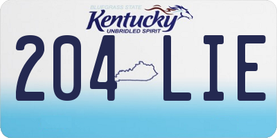 KY license plate 204LIE