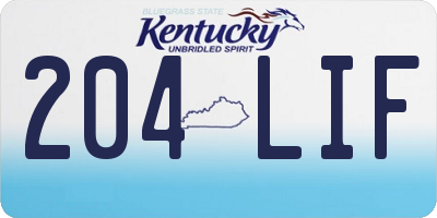 KY license plate 204LIF