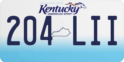 KY license plate 204LII
