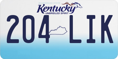 KY license plate 204LIK
