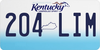 KY license plate 204LIM