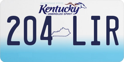 KY license plate 204LIR