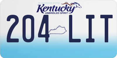 KY license plate 204LIT