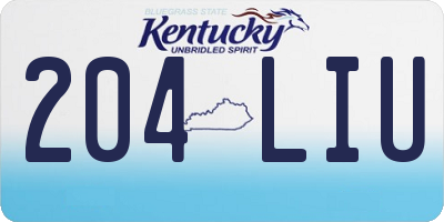 KY license plate 204LIU