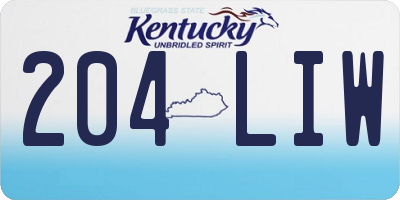 KY license plate 204LIW