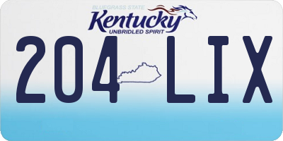 KY license plate 204LIX