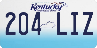 KY license plate 204LIZ