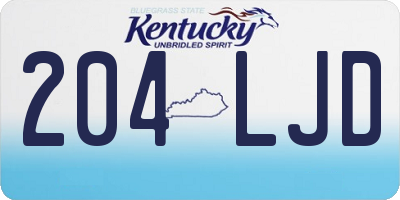 KY license plate 204LJD