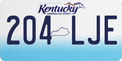 KY license plate 204LJE
