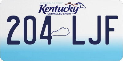 KY license plate 204LJF