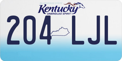 KY license plate 204LJL
