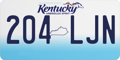 KY license plate 204LJN
