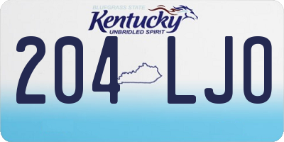 KY license plate 204LJO