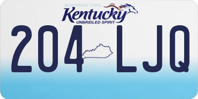 KY license plate 204LJQ