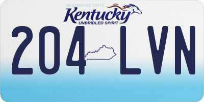KY license plate 204LVN
