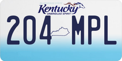 KY license plate 204MPL