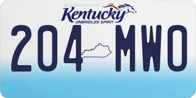 KY license plate 204MWO