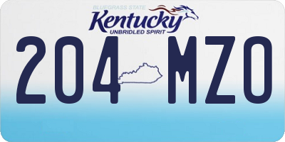 KY license plate 204MZO